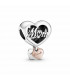 Charm en Plata de Ley y Pandora Rose Corazón Gracias Mamá Pandora - 789372C00