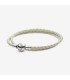 Pulsera Moments en cuero trenzado doble marfil - 590745CIW-D2