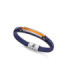 PULSERA DE PIEL AZUL, PLACA DE ACERO Y ALUMINIO NARANJA - 14146P09019