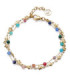 PULSERA DE ACERO IP DORADO DOBLE, CON PIEDRAS NATURALES DE COLORES - 14175P01019