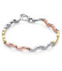 PULSERA DE ACERO EN TRES TONOS, ONDAS EN ACERO, IP DORADO Y ROSA. - 75364P01019